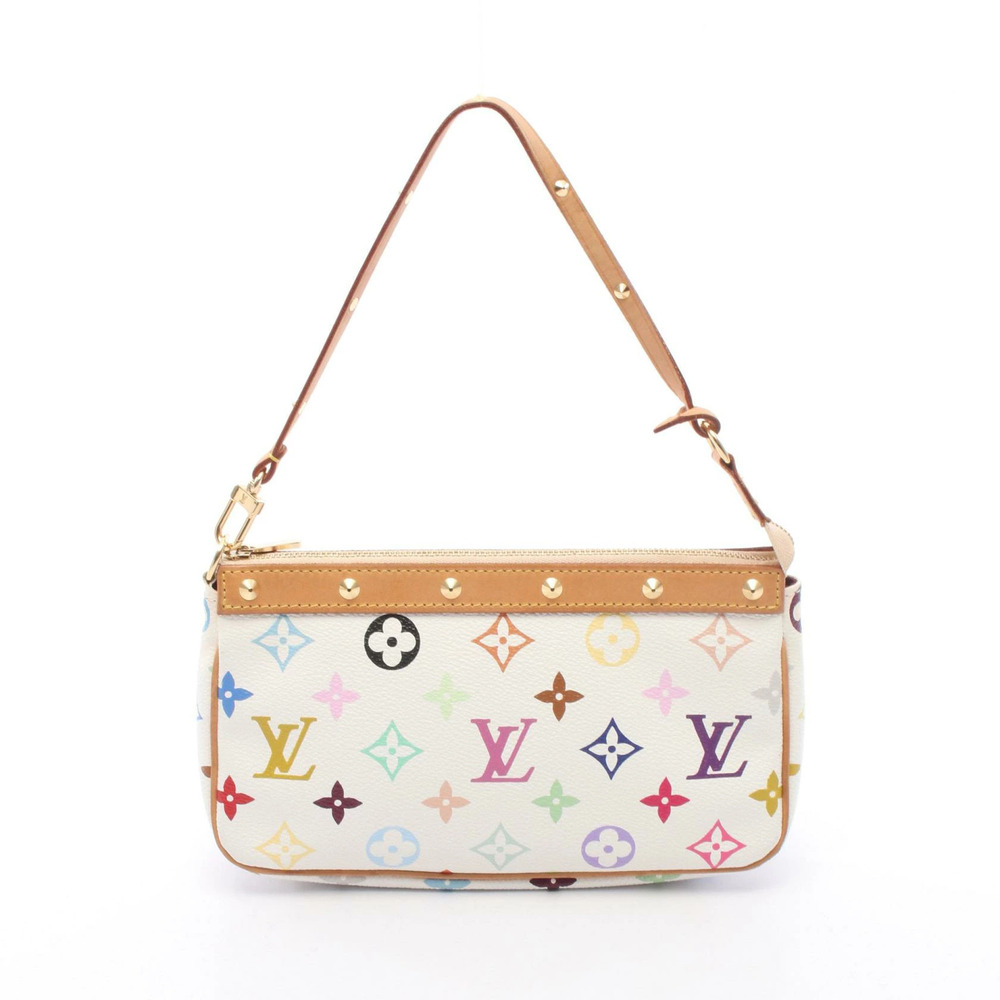 Louis Vuitton Pochette Accessoires Handbag Canvas Leather Monogram Multicolor